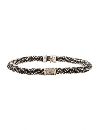 Pre-owned Michael Dawkins Two-tone Diamond Beaded Bracelet, 6.5" In Multi