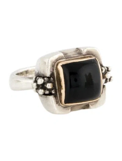 Pre-owned Michael Dawkins Two-tone Onyx Cocktail Ring In Multi