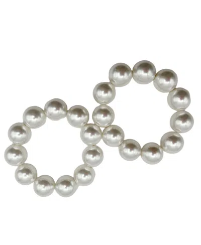 Michael Gabriel Designs 2-pc. Set Imitation Pearl Stretch Bracelets, Created For Macy's In Faux Glistening White Stack Bracelets