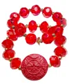 Michael Gabriel Designs Red Crystal Orient Two Stack Bracelets In Red