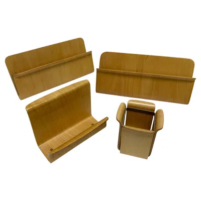 Pre-owned Michael Graves (b.1934) Michael Graves Modern Bentwood Desk Accessory Organizer Set In Brown