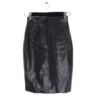Pre-owned Michael Hoban 1980s Black Leather Pencil Skirt
