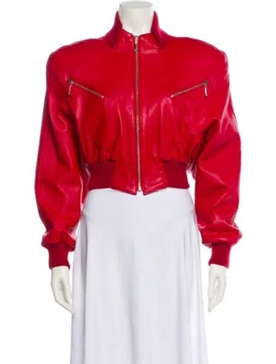 Pre-owned Michael Hoban North Beach 1980's Leather Bomber Jacket In Red