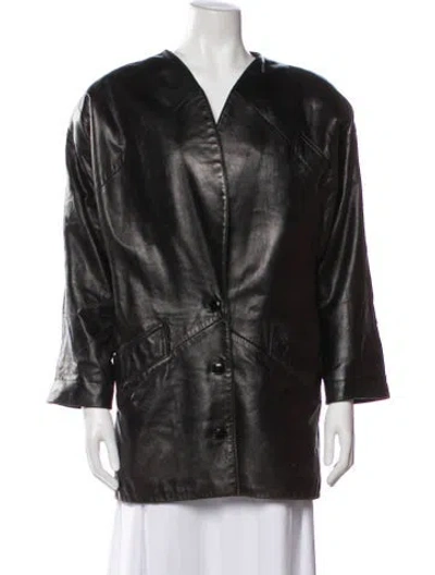 Pre-owned Michael Hoban North Beach 1980's Leather Jacket In Black