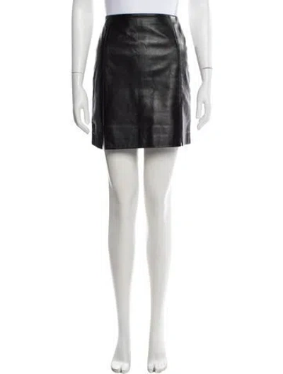 Pre-owned Michael Hoban North Beach Embroidered Accent Mini Skirt In Black