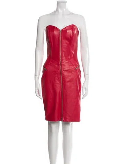 Pre-owned Michael Hoban North Beach Leather Knee-length Dress In Red
