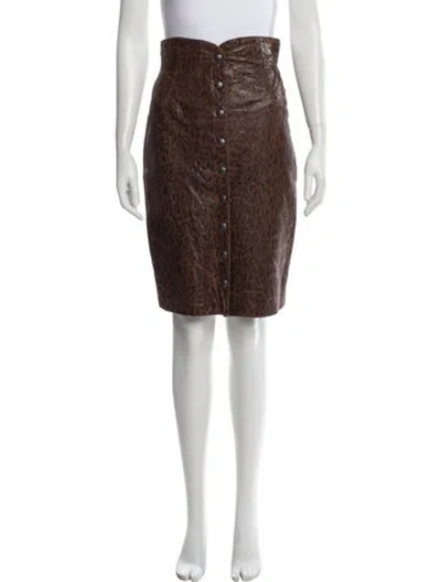 Pre-owned Michael Hoban North Beach Leather Knee-length Skirt In Brown