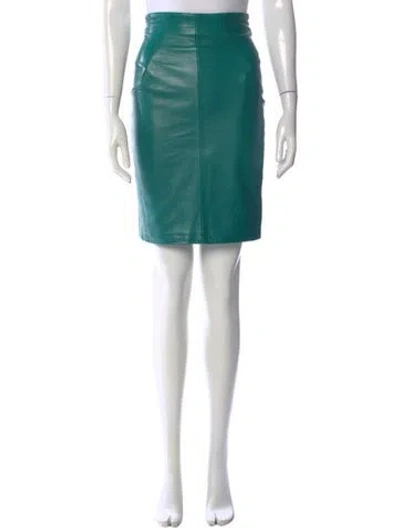 Pre-owned Michael Hoban North Beach Leather Knee-length Skirt In Green