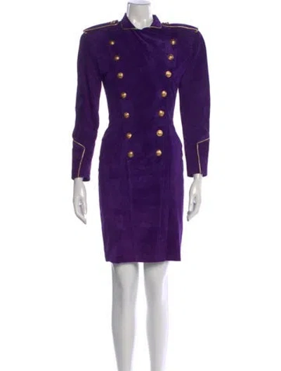 Pre-owned Michael Hoban North Beach Leather Mini Dress In Purple