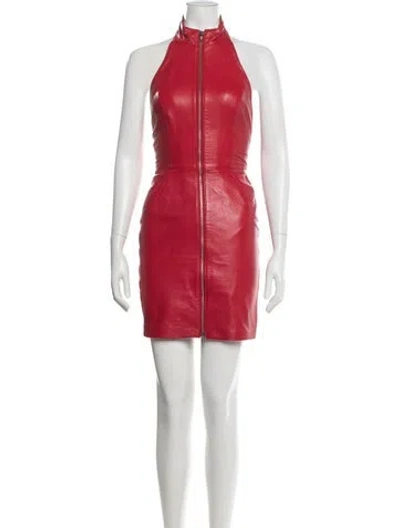 Pre-owned Michael Hoban North Beach Leather Mini Dress In Red