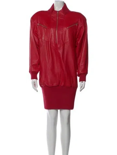 Pre-owned Michael Hoban North Beach Leather Mini Dress In Red