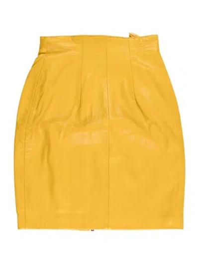 Pre-owned Michael Hoban North Beach Leather Mini Skirt In Yellow