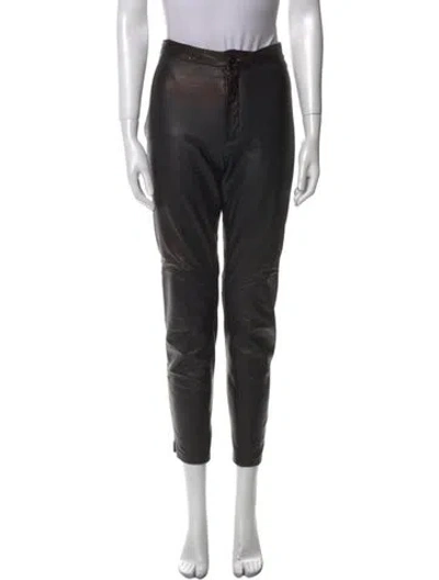 Pre-owned Michael Hoban North Beach Leather Skinny Leg Pants In Black