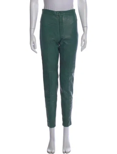 Pre-owned Michael Hoban North Beach Leather Skinny Leg Pants In Green