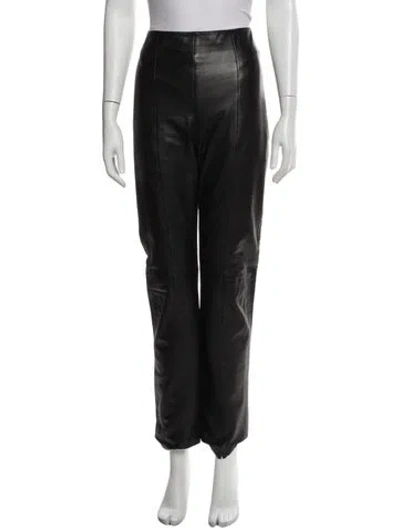 Pre-owned Michael Hoban North Beach Leather Straight Leg Pants In Black