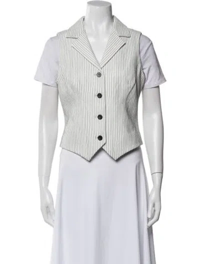 Pre-owned Michael Hoban North Beach Leather Striped Vest In White