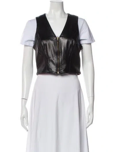 Pre-owned Michael Hoban North Beach Leather Vest In Black