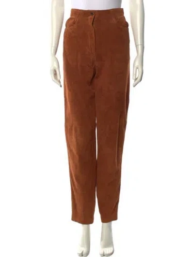 Pre-owned Michael Hoban North Beach Suede Straight Leg Pants In Brown