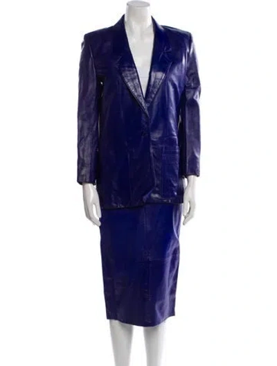 Pre-owned Michael Hoban North Beach Vintage 1980's Skirt Suit In Blue