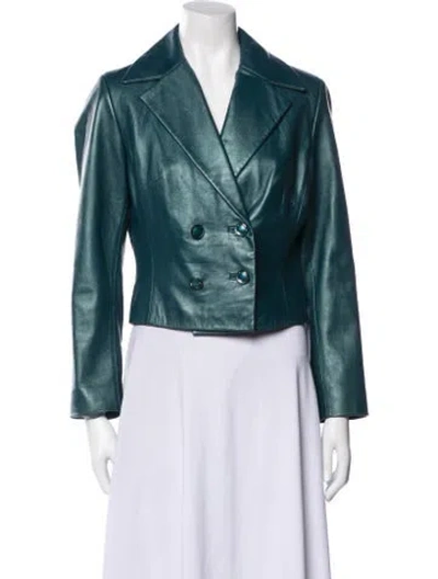 Pre-owned Michael Hoban North Beach Vintage Leather Biker Jacket In Green