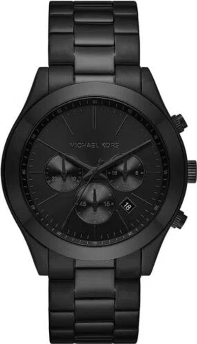 Pre-owned Michael Kors - Men's Slim Runway Chronograph Watch, Black/black/black, 44mm/22mm