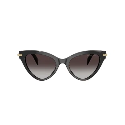 Michael Kors 0mk2259u Cat-eye Sunglasses With Glossy Black Acetate Frame In Brown