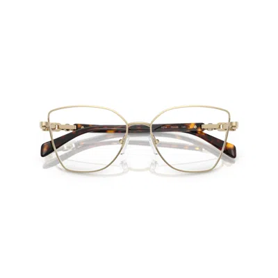 Michael Kors 0mk3090 Rounded Square Gold-finish Eyeglasses With Tortoiseshell Temples In Green