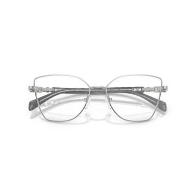Michael Kors 0mk3090 Thin Silver Metal Cat-eye Eyeglasses With Textured Temple Arms In Neutral