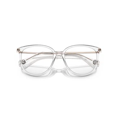 Michael Kors 0mk4106u Transparent Acetate Sunglasses With Metallic Accents In White