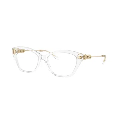 Michael Kors 0mk4136 Transparent Cat-eye Eyeglasses With Gold-link Temples