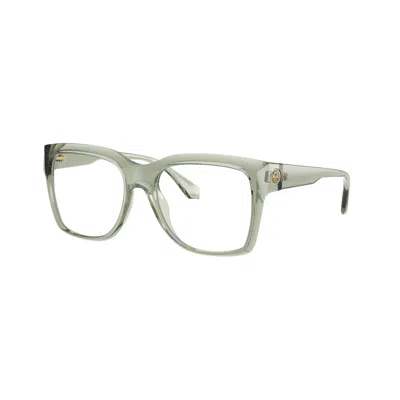 Michael Kors 0mk4144u Translucent Light Green Acetate Eyeglasses With Gold Emblem In Gray