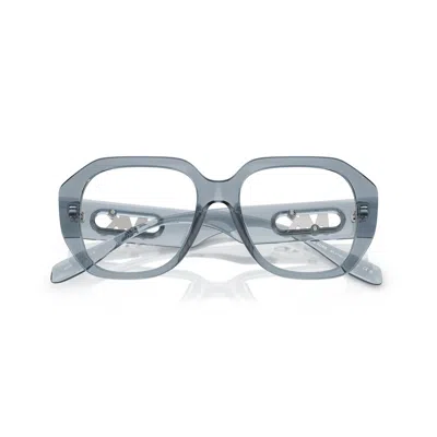 Michael Kors 0mk4148u Oversized Square Frame Eyeglasses With Metallic Logo Details In Blue