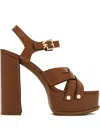Michael Kors 127mm Nora Platform Crisscross Sandals In Brown