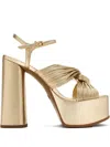 Michael Kors 140mm Alessia Pleated-knot Platform Sandals In Neutral