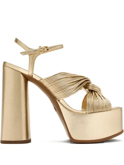 MICHAEL KORS 140MM ALESSIA PLEATED-KNOT PLATFORM SANDALS