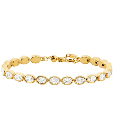 MICHAEL KORS 14K GOLD-PLATED BRASS BEZEL-SET BRACELET