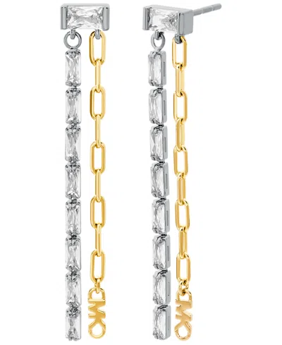 Michael Kors 14k Gold-plated Brass Mixed Chain Earrings In Metallic