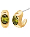 Michael Kors 14k Gold-plated Brass Oval Stone Hoop Earrings In Gold,green