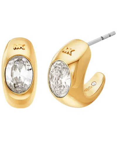MICHAEL KORS 14K GOLD-PLATED BRASS OVAL STONE HOOP EARRINGS