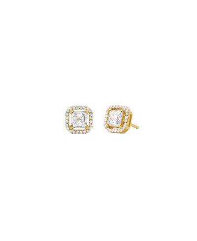 Michael Kors 14k Gold Plated Sterling Silver Asscher Cut Stud Earrings