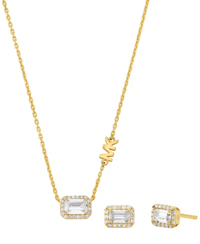 Michael Kors 14k Gold-plated Sterling Silver Necklace And Earrings Set