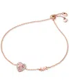 Michael Kors 14k Rose Gold-plated Sterling Silver Crystal Heart Halo Slider Bracelet In Rose Gold