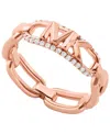 Michael Kors 14k Rose Gold Plated Sterling Silver Pave Empire Link Chain Ring In Rose Gold