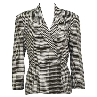 Pre-owned Michael Kors 1980's  First Collection Houndstooth Top In Black