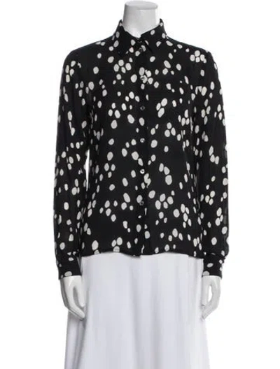 Pre-owned Michael Kors 2000's Printed Button-up Top In Black