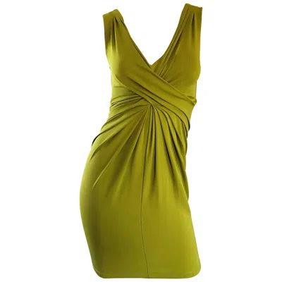 Pre-owned Michael Kors 2000s  Collection Chartreuse Green Size 2 - 4 Silk Jersey Dress