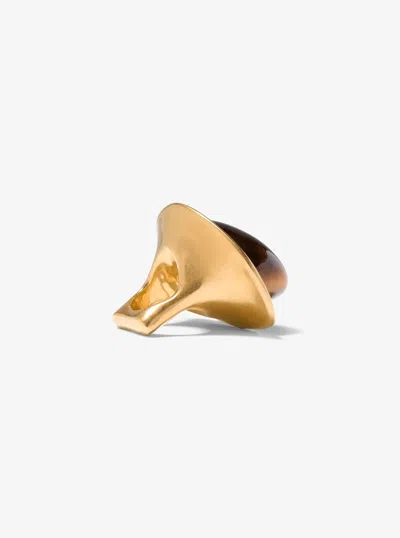 Michael Kors 24k-gold-plated Brass And Stone Ring