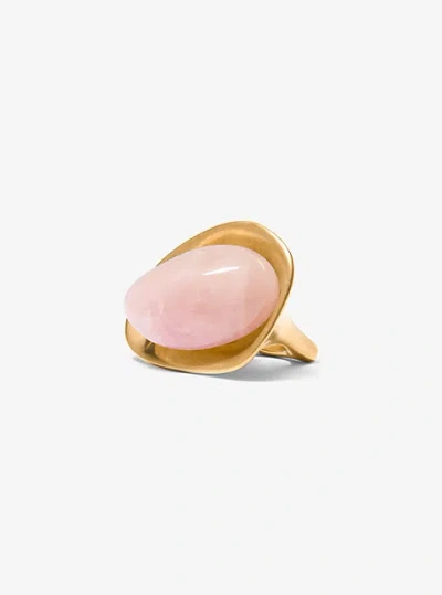 Michael Kors 24k-gold-plated Brass And Stone Ring In Pink