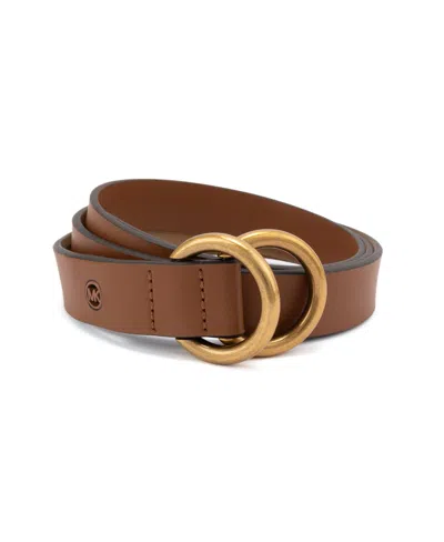 Michael Kors 25mm Double Ring Leather Belt In Luggage