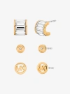 Michael Kors 3-piece Cubic Zirconia Stud Earrings Gift Set In Gold
